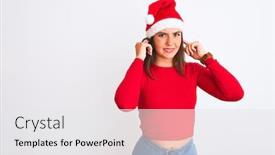  Presentation with christmas music - Beautiful slide set featuring young-beautiful-girl-wearing-christmas backdrop and a white colored foreground