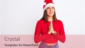  Presentation with christmas girl - Slides enhanced with young-beautiful-girl-wearing-christmas background and a red colored foreground