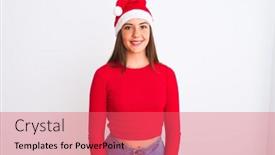 Presentation with christmas girl - Theme with young-beautiful-girl-wearing-christmas background and a coral colored foreground