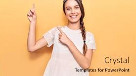  Presentation with princess - Colorful presentation design enhanced with young-beautiful-girl-wearing-crown backdrop and a coral colored foreground