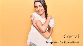  Presentation with princess - Slide deck having young-beautiful-girl-wearing-crown background and a coral colored foreground