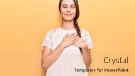  Presentation with princess - Slides featuring young-beautiful-girl-wearing-crown background and a coral colored foreground