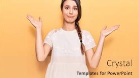  Presentation with crown - Colorful PPT layouts enhanced with young-beautiful-girl-wearing-crown backdrop and a coral colored foreground