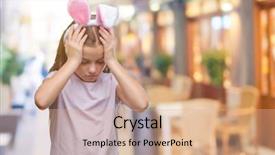  Presentation with pair of hands - PPT theme having young beautiful girl wearing easter background and a  colored foreground