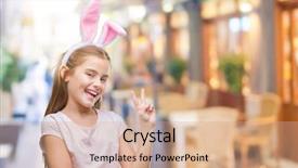  Presentation with easter - Slides having young beautiful girl wearing easter background and a  colored foreground