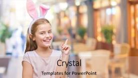  Presentation with easter worship service - Cool new PPT theme with young beautiful girl wearing easter backdrop and a  colored foreground