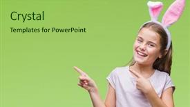  Presentation with easter - Theme consisting of young beautiful girl wearing easter background and a yellow colored foreground