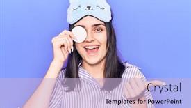  Presentation with funny - PPT theme with young-beautiful-girl-wearing-funny background and a light blue colored foreground