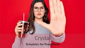  Presentation with beautiful young girl red - Beautiful PPT theme featuring young-beautiful-girl-wearing-glasses backdrop and a red colored foreground