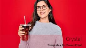  Presentation with beautiful young girl red - Beautiful presentation theme featuring young-beautiful-girl-wearing-glasses backdrop and a red colored foreground