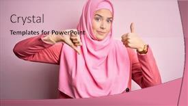  Presentation with muslim - Theme having young-beautiful-girl-wearing-muslim background and a lemonade colored foreground