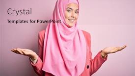 Presentation with muslim - Amazing PPT theme having young-beautiful-girl-wearing-muslim backdrop and a lemonade colored foreground