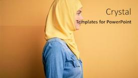  Presentation with muslim - Slide deck consisting of young-beautiful-girl-wearing-muslim background and a yellow colored foreground