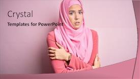  Presentation with sad girl - Theme with young-beautiful-girl-wearing-muslim background and a lemonade colored foreground