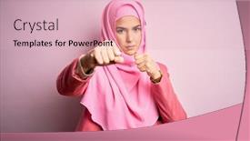  Presentation with muslim - Colorful PPT layouts enhanced with young-beautiful-girl-wearing-muslim backdrop and a lemonade colored foreground