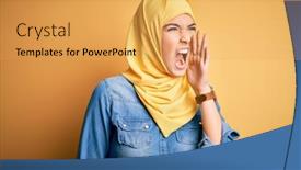  Presentation with muslim - Audience pleasing presentation consisting of young-beautiful-girl-wearing-muslim backdrop and a yellow colored foreground