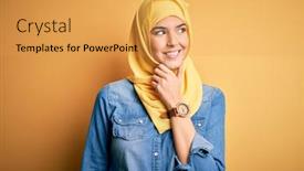  Presentation with muslim - Presentation featuring young-beautiful-girl-wearing-muslim background and a yellow colored foreground