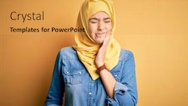  Presentation with muslim teen - Presentation design having young-beautiful-girl-wearing-muslim background and a yellow colored foreground