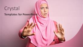  Presentation with hijab - Beautiful slides featuring young-beautiful-girl-wearing-muslim backdrop and a lemonade colored foreground