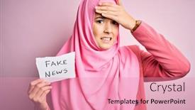  Presentation with news paper - Amazing PPT theme having young-beautiful-girl-wearing-muslim backdrop and a coral colored foreground