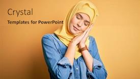  Presentation with hijab - Beautiful presentation design featuring young-beautiful-girl-wearing-muslim backdrop and a yellow colored foreground