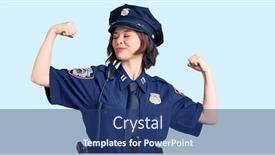  Presentation with army fitness - PPT layouts having young-beautiful-girl-wearing-police background and a ocean colored foreground