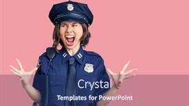  Presentation with police - Beautiful theme featuring young-beautiful-girl-wearing-police backdrop and a ocean colored foreground