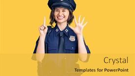  Presentation with police police - PPT layouts enhanced with young-beautiful-girl-wearing-police background and a yellow colored foreground