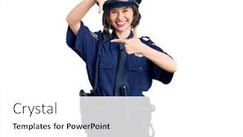  Presentation with police photography - Cool new PPT layouts with young-beautiful-girl-wearing-police backdrop and a white colored foreground