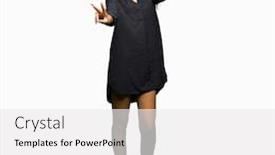  Presentation with hair dress - Cool new slide set with young beautiful girl with curly hair wearing elegant dress smiling looking to the camera showing fingers doing victory sign number two backdrop and a white colored foreground