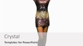  Presentation with curly hair - Beautiful slide deck featuring young beautiful girl with curly hair wearing night party dress crazy and scared with hands on head afraid and surprised of shock with open mouth backdrop and a white colored foreground