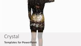  Presentation with hair dress - Amazing slide deck having young beautiful girl with curly hair wearing night party dress backwards thinking about doubt with hand on head backdrop and a white colored foreground