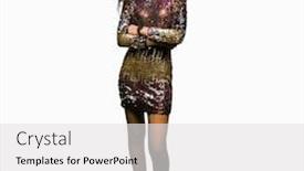  Presentation with hair dress - PPT theme featuring young beautiful girl with curly hair wearing night party dress smiling looking side and staring away thinking background and a white colored foreground