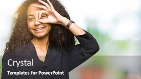  Presentation with hair dress - Slide set consisting of young beautiful girl with curly hair wearing elegant dress doing ok gesture with hand smiling eye looking through fingers with happy face background and a dark gray colored foreground