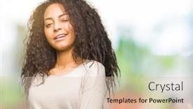  Presentation with sexy girl - Audience pleasing slides consisting of young beautiful girl with curly hair wearing casual sweater winking looking at the camera with sexy expression cheerful and happy face backdrop and a lemonade colored foreground