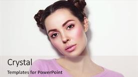  Presentation with fancy - Slide set consisting of young beautiful girl with fancy background and a soft green colored foreground