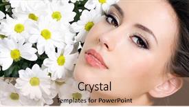  Presentation with sexy girl - Slide deck featuring elegant crossed long bare shapely female legs with bare feet viewed from above isolated on white with copyspace background and a cream colored foreground.