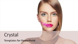  Presentation with swimming beautiful girl swims underwater - Slides enhanced with young beautiful girl with fuchsia background and a soft green colored foreground