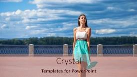  Presentation with turquoise - Slide set with young-beautiful-girl background and a coral colored foreground