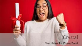  Presentation with asian - PPT theme consisting of young-beautiful-graduate-asian-woman background and a soft green colored foreground