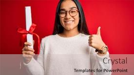  Presentation with asian - PPT layouts with young-beautiful-graduate-asian-woman background and a soft green colored foreground