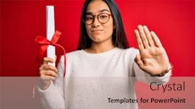  Presentation with asian - Amazing slide deck having young-beautiful-graduate-asian-woman backdrop and a soft green colored foreground