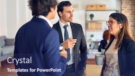  Presentation with office workers - PPT layouts having young-beautiful-group-of-business background and a navy blue colored foreground