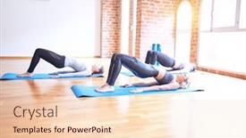  Presentation with group - Cool new PPT layouts with young-beautiful-group-of-sportswomen backdrop and a lemonade colored foreground