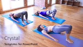  Presentation with group - Slide deck featuring young-beautiful-group-of-sportswomen background and a coral colored foreground