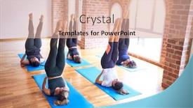  Presentation with group - Theme enhanced with young-beautiful-group-of-sportswomen background and a coral colored foreground