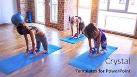  Presentation with camel - PPT layouts featuring young-beautiful-group-of-sportswomen background and a light blue colored foreground