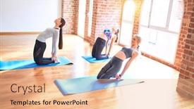  Presentation with camel - PPT layouts having young-beautiful-group-of-sportswomen background and a coral colored foreground