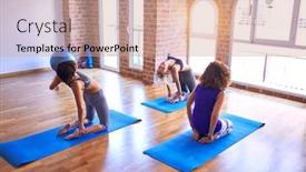  Presentation with camel - Colorful presentation theme enhanced with young-beautiful-group-of-sportswomen backdrop and a coral colored foreground