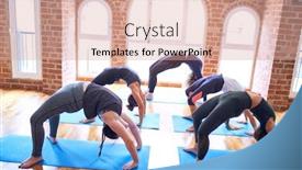  Presentation with coach - Colorful PPT layouts enhanced with young-beautiful-group-of-sportswomen backdrop and a coral colored foreground